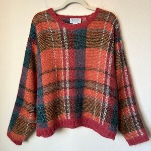 Vintage Multicolor Plaid Crew Neck Sweater